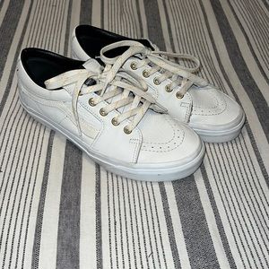 Vans White Leather Sk8-Low Shoes